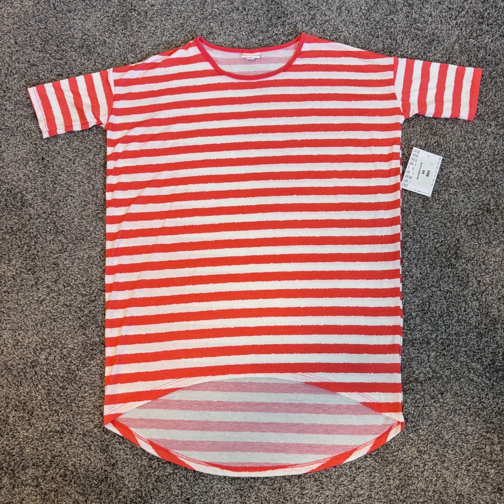 NWT LuLaRoe Irma Oversized Tunic Top Hi Low Hem Women's Size XS Coral Red Shirt